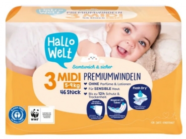 Hallo diapers size3  5-9kg (46 diapers)
