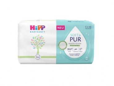 Hipp Salviette umidificate Babysanft Soft & Pur 3x48 pezzi