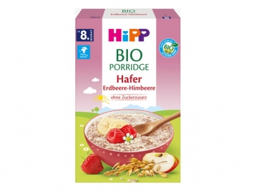 Hipp organic oat porridge strawberry-raspberry 250g