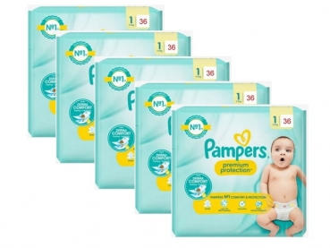 Pampers Premium Protection Gr.1 Newborn (2-5k g), Halbmonatsbox, 180 St
