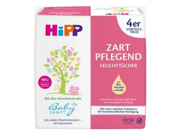 Hipp baby soft wet wipes gently nourishing almond extract 4x56 pieces
