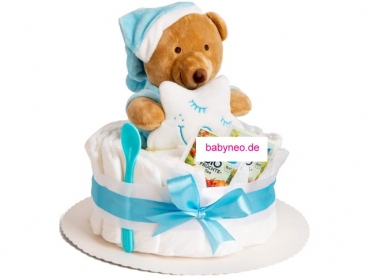 Diaper cake classic with bear - blue