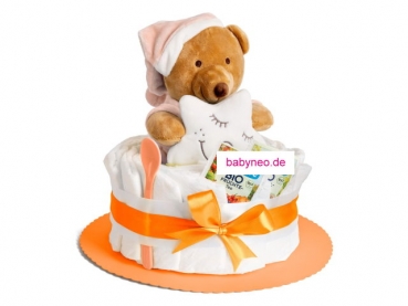 Diaper cake classic with bear - orange