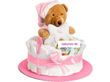Diaper cake classic with bear - pink