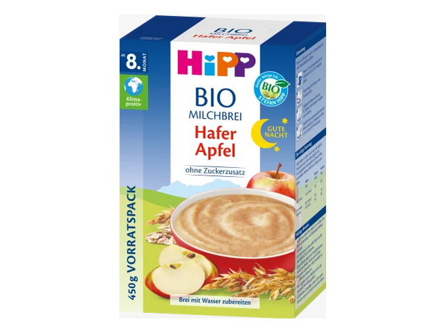 Hipp evening porridge milk good night organic oat apple