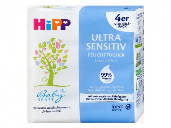 Hipp Babysanft Feuchttücher ohne Parfum 4x52 Stck