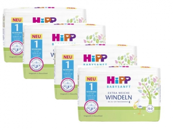 Hipp Babysanft Windeln Gr. 1 Newborn (2-5 kg), Monatspack, 96 St