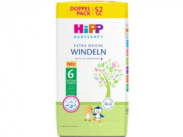 Hipp Babysanft diapers XL 6   13+ kg double pack 52