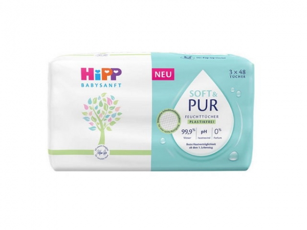 Hipp Salviette umidificate Babysanft Soft & Pur 3x48 pezzi