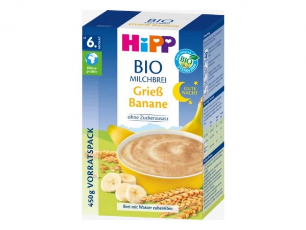 Hipp porridge serale latte semola banana dopo il 6 mese 450 g