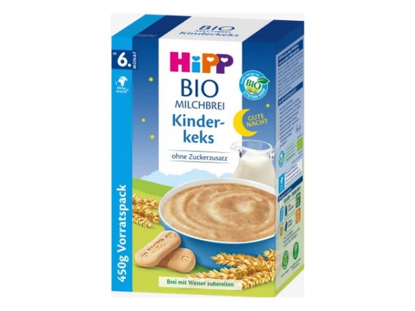 Hipp porridge serale latte buonanotte biscotto biologico per bambini dal 6 mese 450g