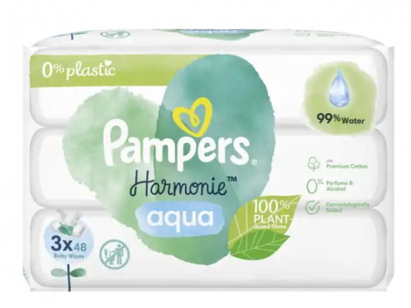 Pampers wet wipes aqua harmony (3x48 wipes)