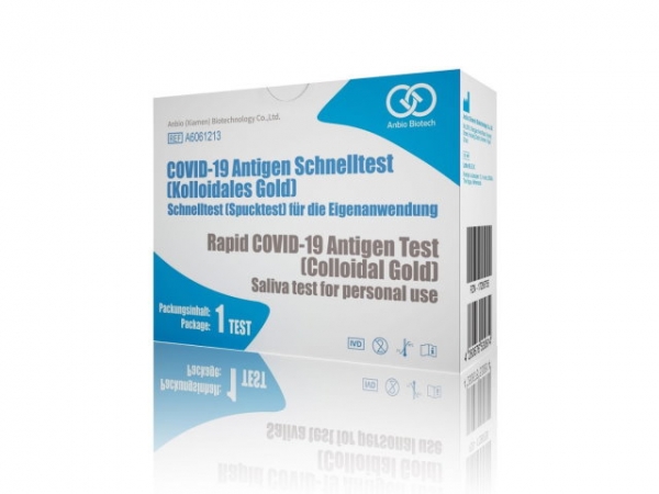 HYGISUN/Anbio Biotech Covid 19 Antigen-Schnelltest / Spucktest (Kolloidales Gold) (Laientest) MHD / BBD 14.04.2023