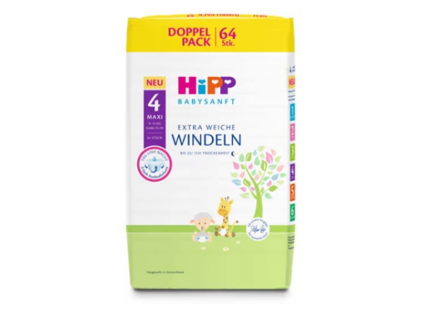 Hipp Babysanft Windeln Maxi 4 9-14 kg Doppelpack 64 St